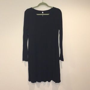 Black Long Sleeve Shift T-Shirt Dress Medium